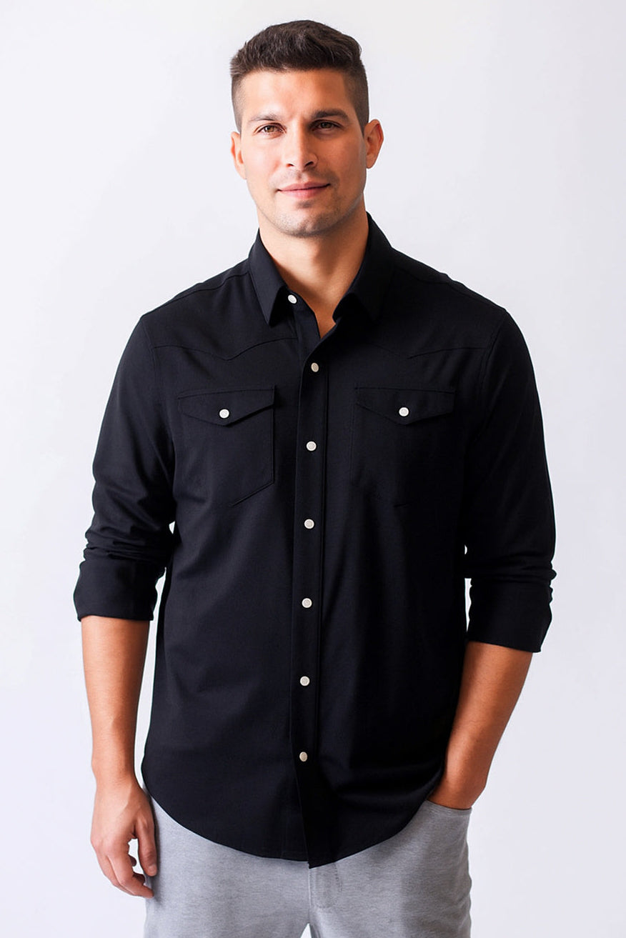 Buki's Long Sleeve Western Tech Shirt  in black 