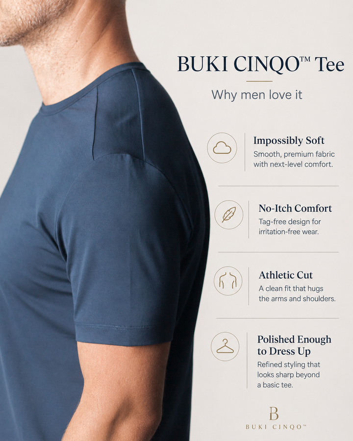 Buki + CINQO Crew Neck T-Shirt - Blue Night-T-SHIRTS-BUKI-M-Buki