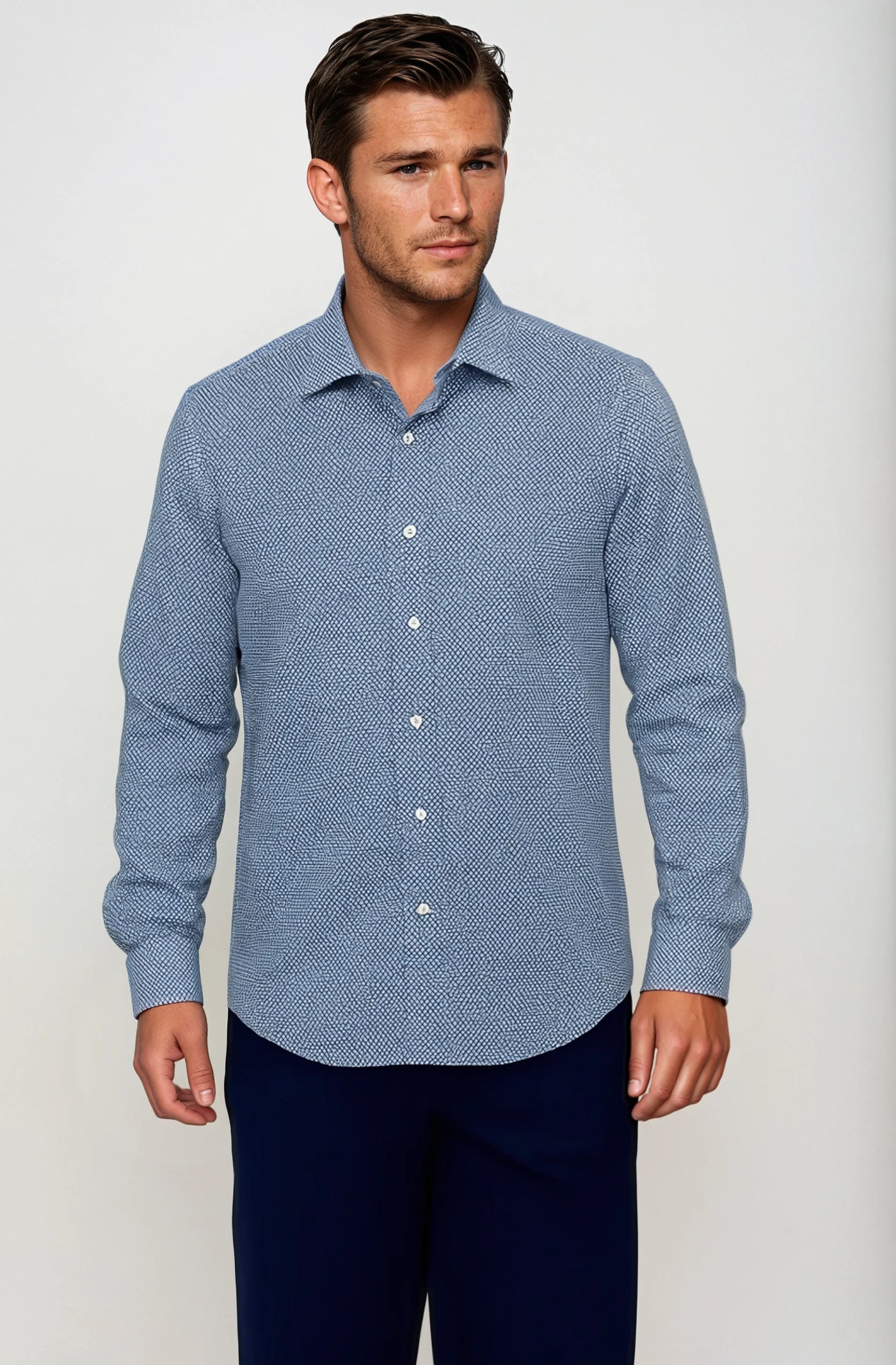 buki studio dot long sleeve shirt collar - blue 