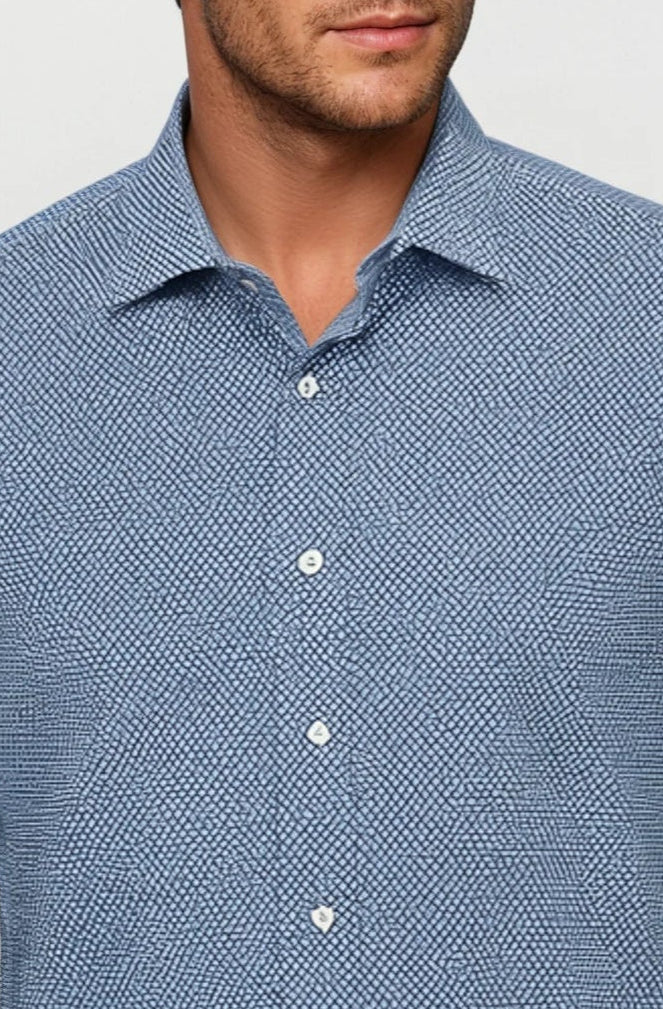 buki studio dot long sleeve shirt collar - blue 