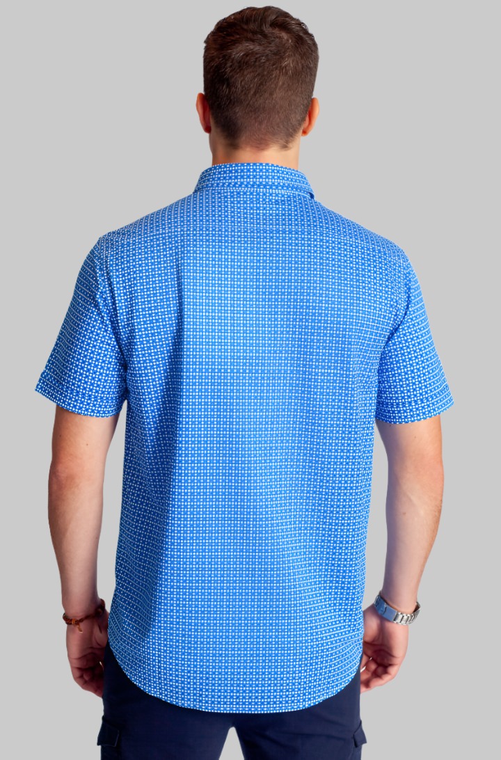 Castille Check Short Sleeve Tech Shirt-SHORT SLEEVE SHIRTS-BUKI-M-Royal Blue-Buki