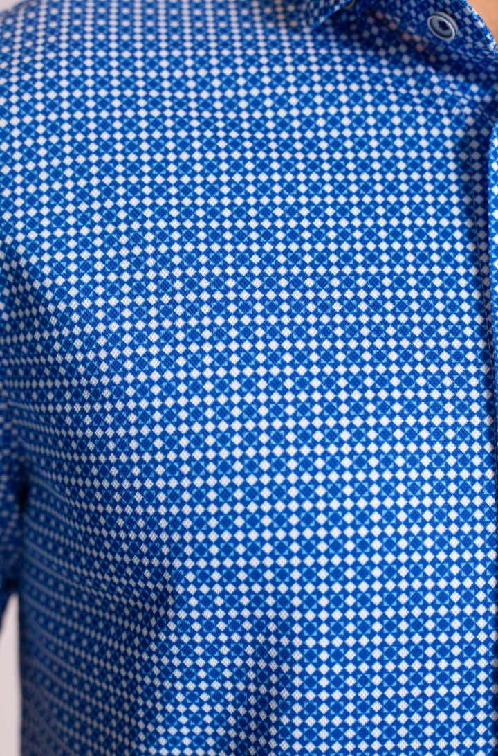 Castille Check Short Sleeve Tech Shirt-SHORT SLEEVE SHIRTS-BUKI-M-Royal Blue-Buki