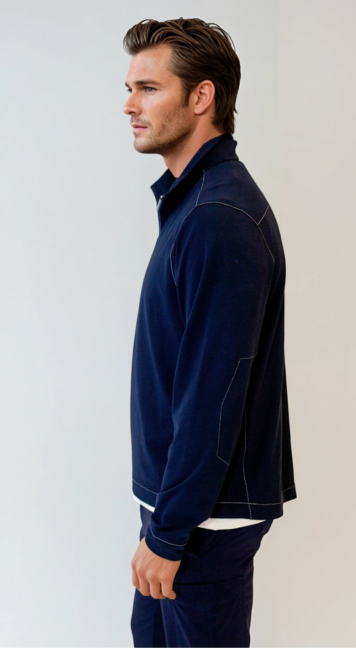 Cinqo Travel Half Zip - Navy-ZIP SWEATSHIRTS-BUKI-M-Navy-Buki