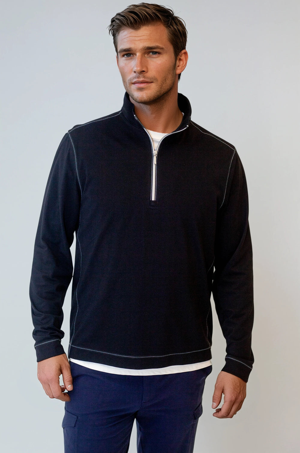BRIEFING HALF ZIP HOODIE（NAVY／M） MEN'S ZIP SWEATSHIRTS – Buki