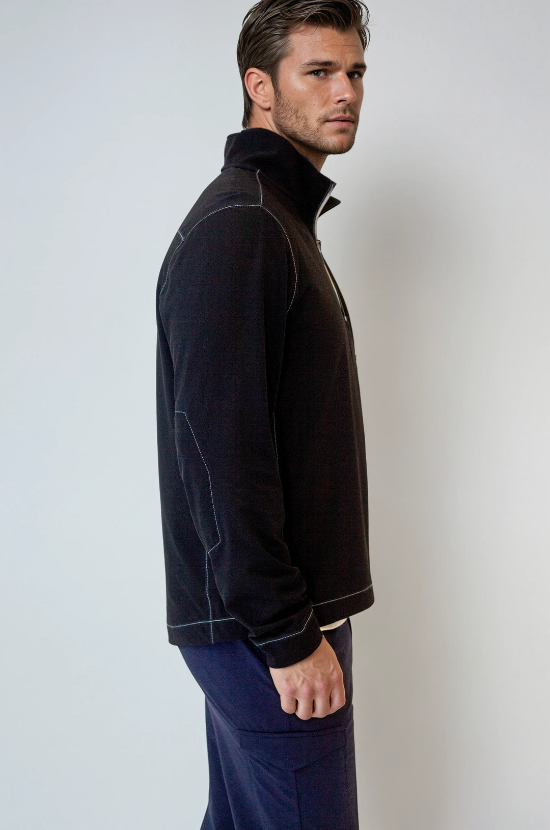 Cinqo Travel Half Zip - Black-ZIP SWEATSHIRTS-BUKI-M-Black-Buki