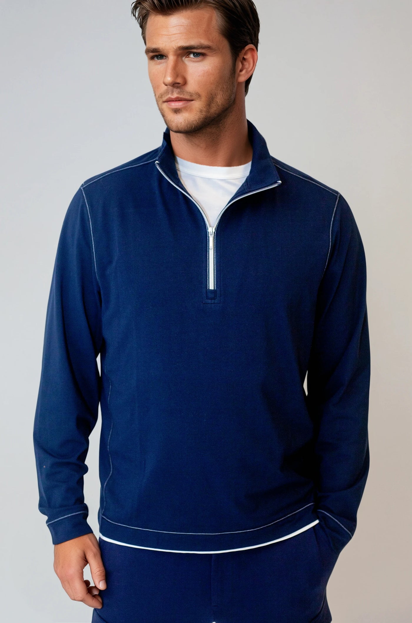 Cinqo Travel Half Zip - Navy-ZIP SWEATSHIRTS-BUKI-M-Navy-Buki