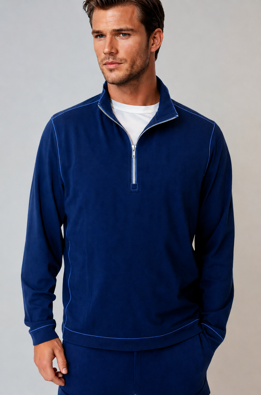 Cinqo Travel Half Zip - Navy-ZIP SWEATSHIRTS-BUKI-M-Navy-Buki