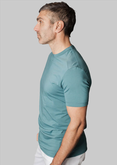 Buki + CINQO Tee Shirt, side in Blue Grey-Tees-Buki