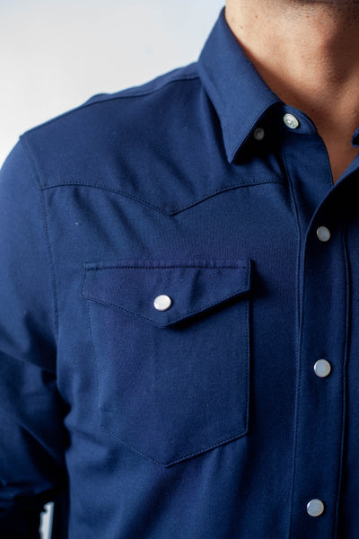 Cinqo Western Long Sleeve Tech Shirt -LONG SLEEVE SHIRTS-BUKI-navy