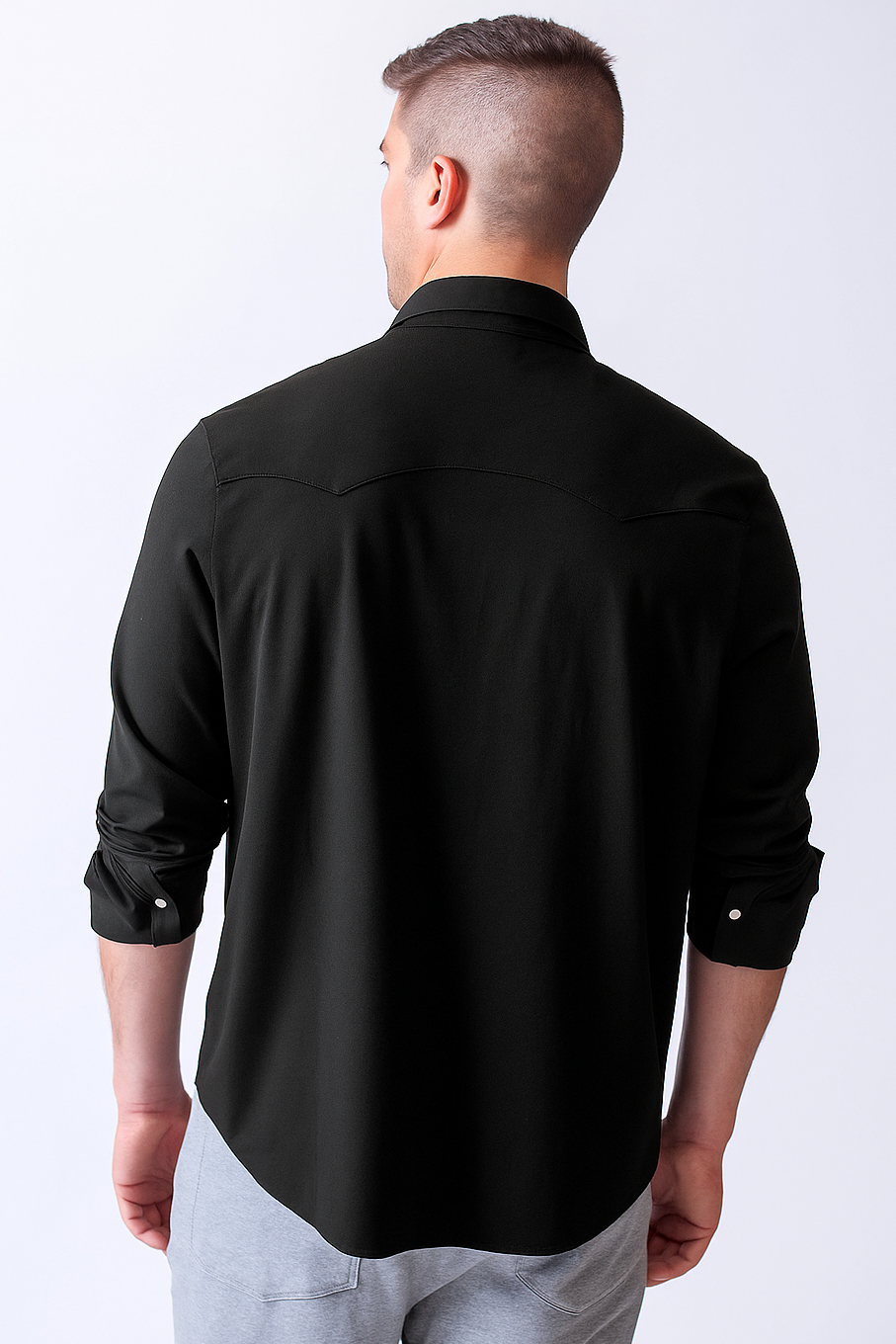 Cinqo Western Long Sleeve Tech Shirt - Black-LONG SLEEVE SHIRTS-BUKI