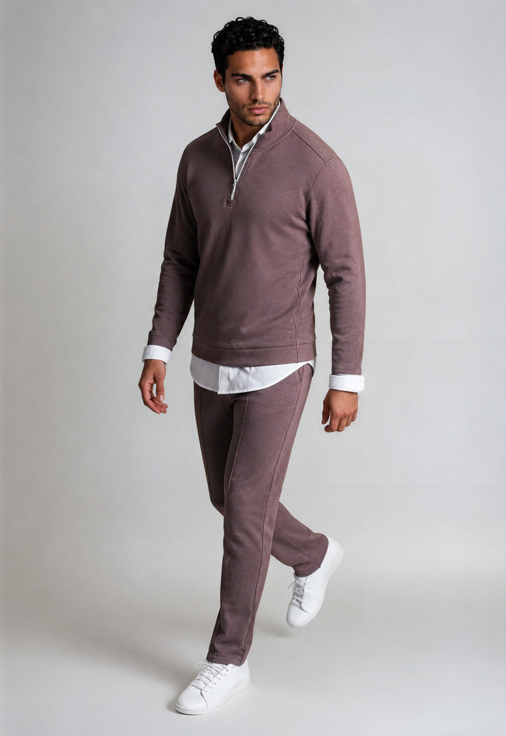 Voey Quarter Zip Sweatshirt - Espresso-ZIP SWEATSHIRTS-BUKI-S-Espresso-Buki