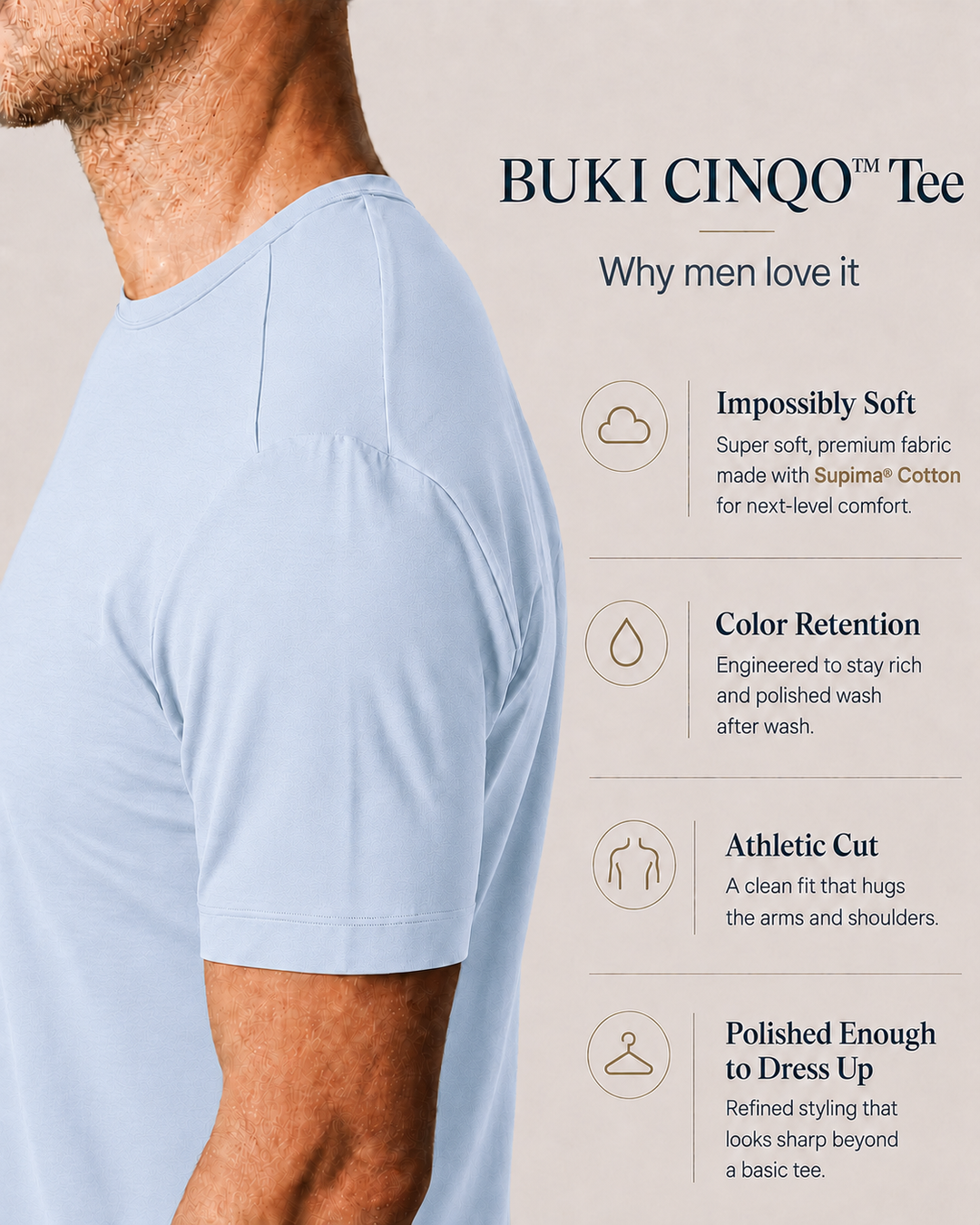 Buki Cinqo Tech Tee - French Blue-T-SHIRTS-BUKI-M-French Blue-Buki