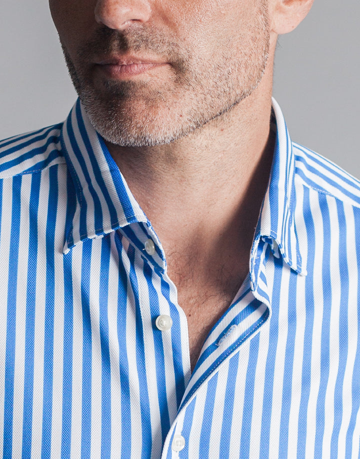 The Go Big Stripe Long Sleeve Tech Shirt - Royal Blue-LONG SLEEVE SHIRTS-BUKI-S-Royal Blue-Buki