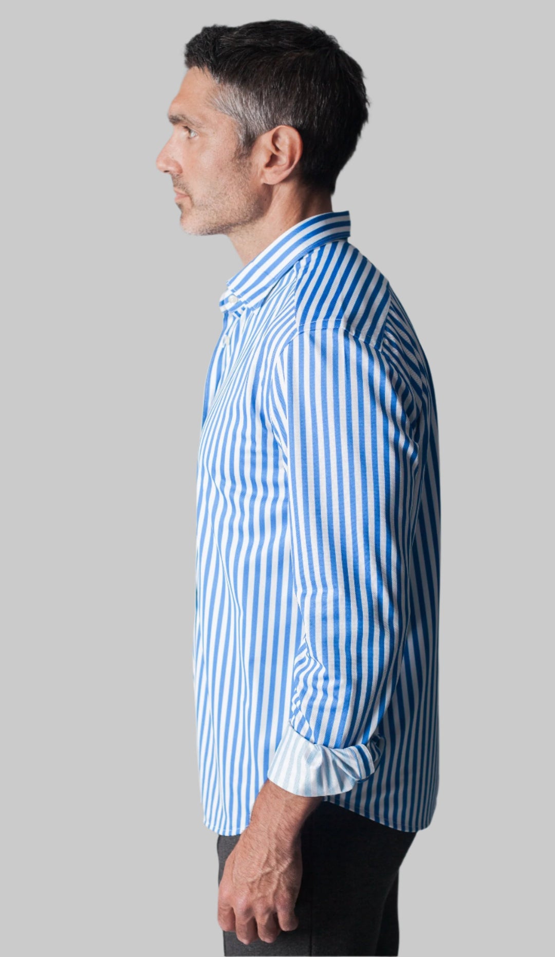 The Go Big Stripe Long Sleeve Tech Shirt - Royal Blue-LONG SLEEVE SHIRTS-BUKI-S-Royal Blue-Buki