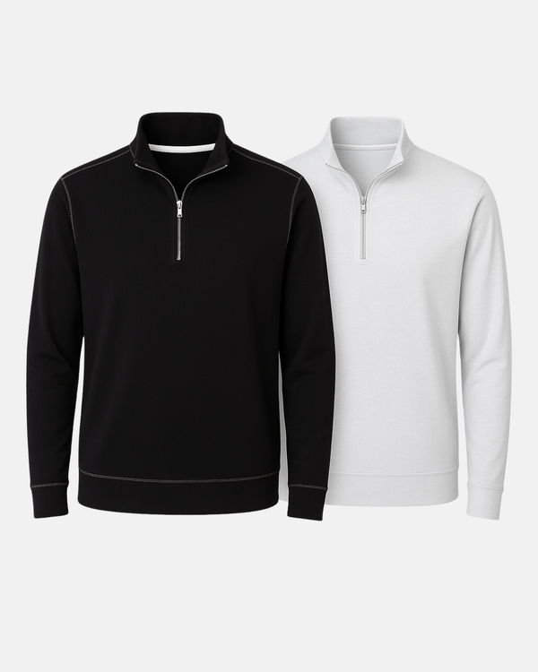 Cinqo Travel Half Zip - Black-White ZIP SWEATSHIRTS-BUKI-M-2-pack-Buki
