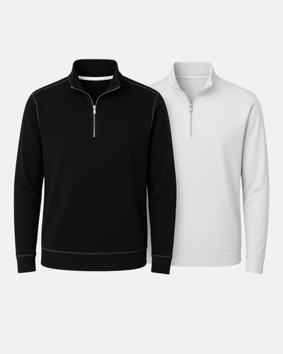 Cinqo Travel Half Zip - Black-White ZIP SWEATSHIRTS-BUKI-M-2-pack-Buki