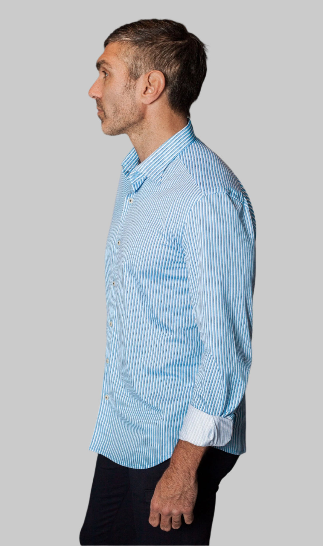 Hansen Stripe Long Sleeve Tech Shirt-LONG SLEEVE SHIRTS-BUKI-M-Cove Blue-Buki