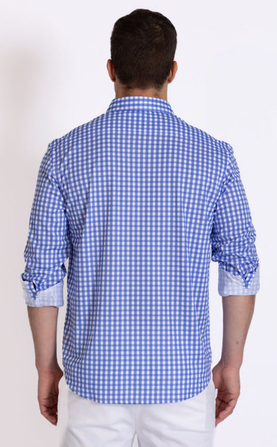 Mauro Check Tech Shirt, back -Long Sleeve Shirts-Buki