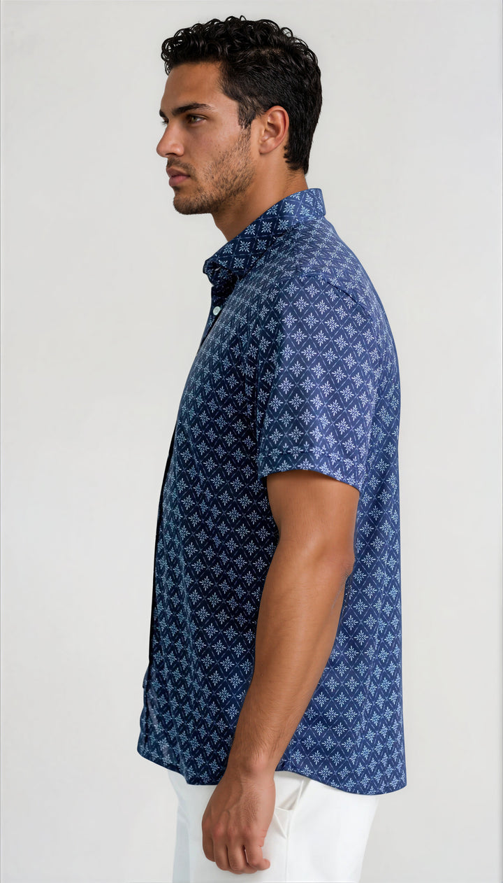 Midnight Star Short Sleeve Tech Shirt-SHORT SLEEVE SHIRTS-BUKI-M-Navy Blue-Buki