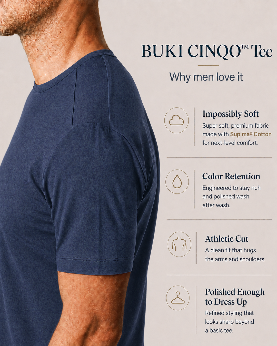 Buki Cinqo Tech Tee - Navy-T-SHIRTS-BUKI-M-Navy-Buki