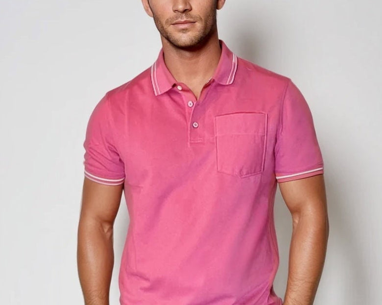 Pocket Polo Shirt - Pink-POLO SHIRTS-BUKI-Pink-M-Buki