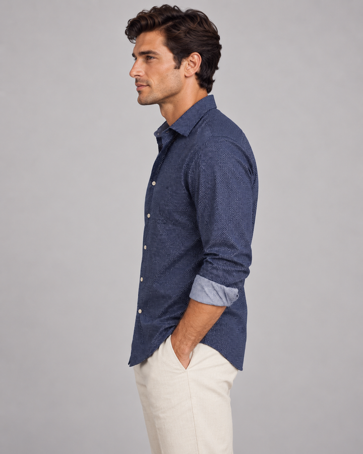 Studio Dot Long Sleeve Tech Shirt - Navy-LONG SLEEVE SHIRTS-BUKI-L-Navy-Buki